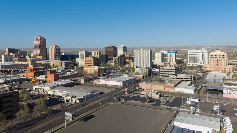 The skyline of downtown Albuquerque, New Mexico. The city is home to 564,000 residents and is the 32nd most populous city in the U.S.