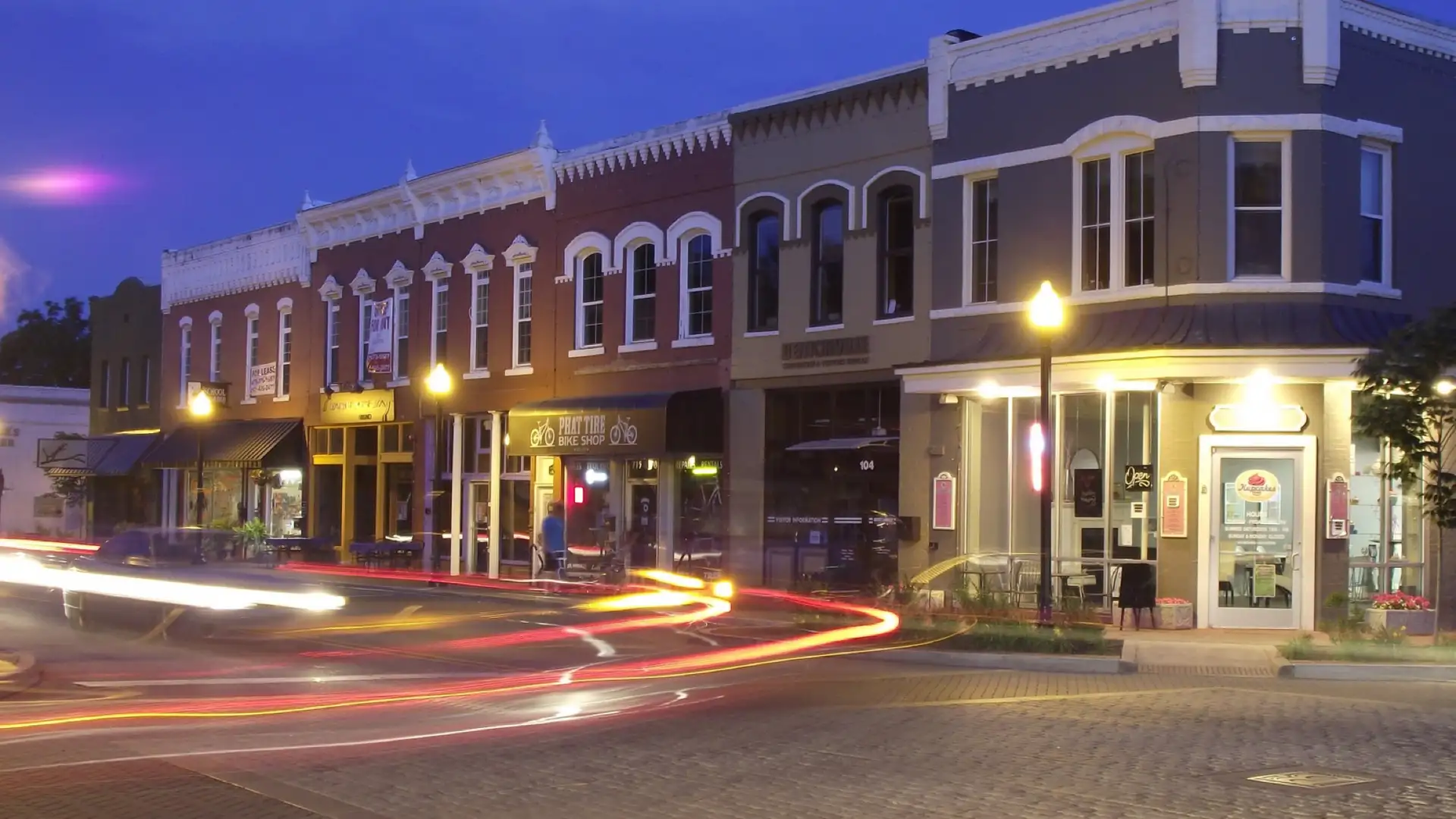 Bentonville, AR Central Avenue at night