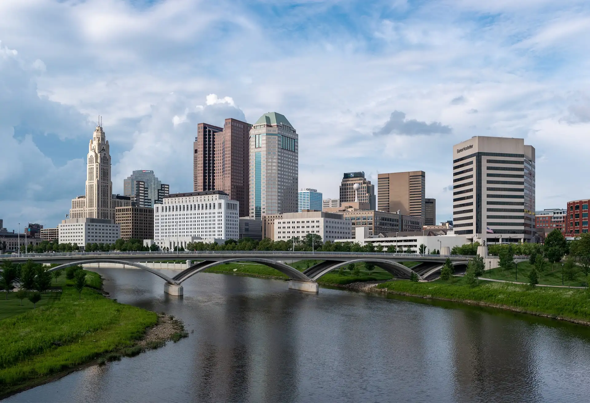 Downtown Columbus, Ohio, view from Main St. Bridge (Edited version)