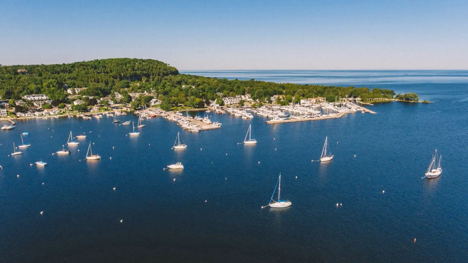 Aerial shot of Fish Creek, Door County, Wisconsin