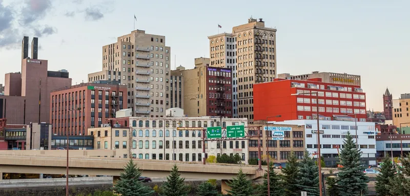 Duluth, Minnesota, as seen from the 5th Avenue bridge over I-35.