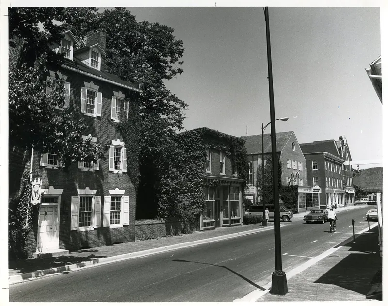 Photograph of Washington Street in Easton, MD. Scanned from Preservation Maryland physical photograph collection.