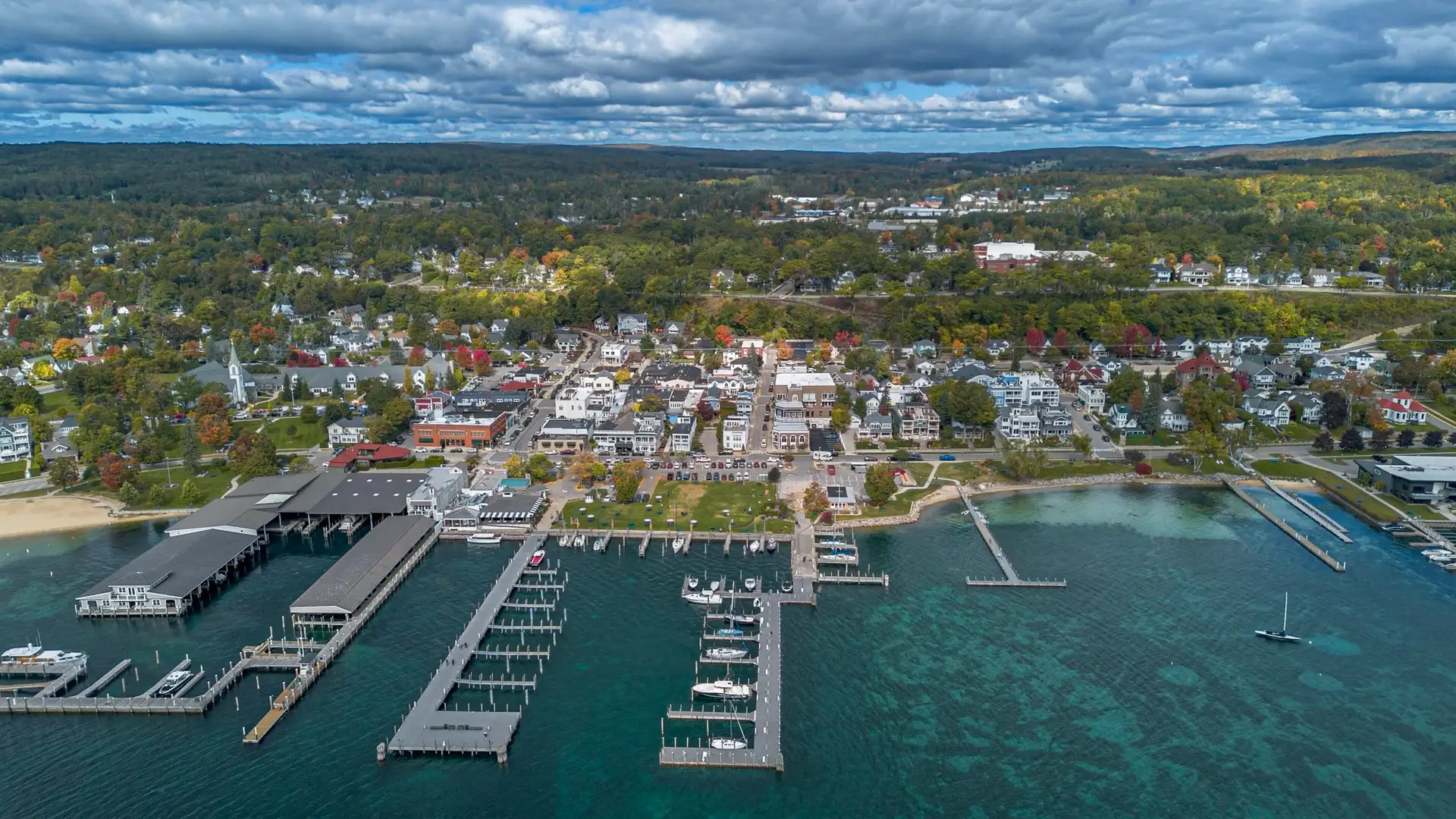 Aerial view of Harbor Springs, Michigan in 2025