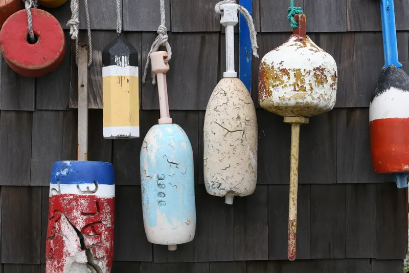 Lobster-Trap-Buoys Kennebunkport Maine USA