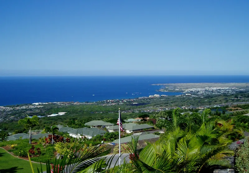 Kona Bay, Hawaii from Mauka. Near Holualoa.