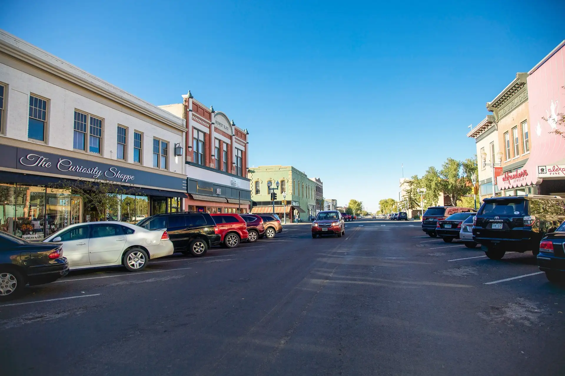 An image of historic downtown Laramie, Wyoming at sunset.