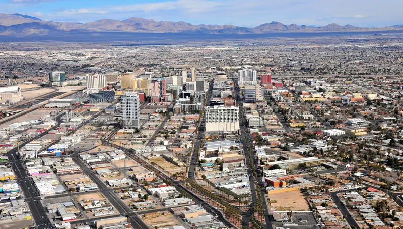 Downtown Las Vegas, taken from the Stratosphere tower.