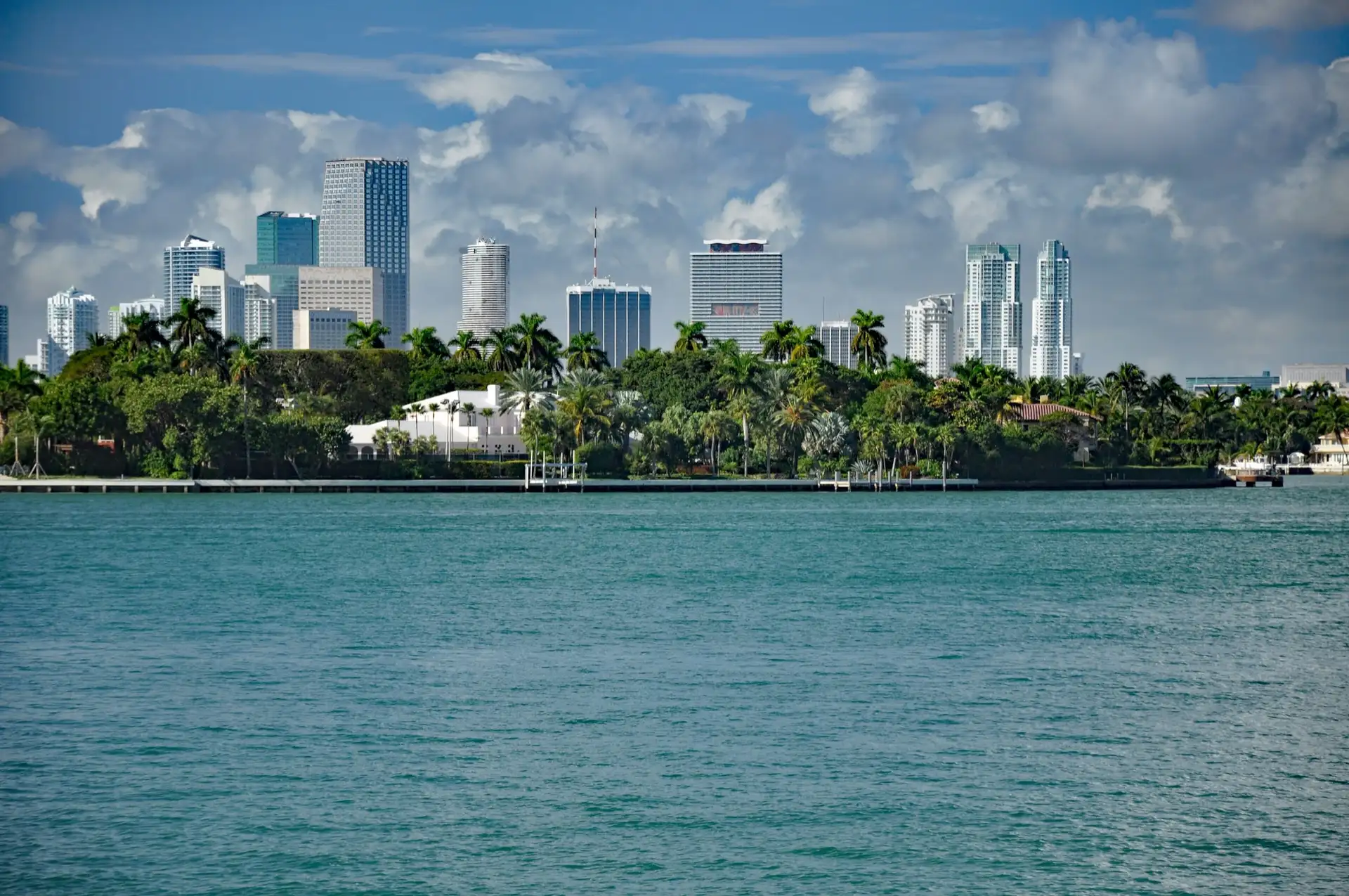 City of Miami skyline from Biscayne Bay, Florida