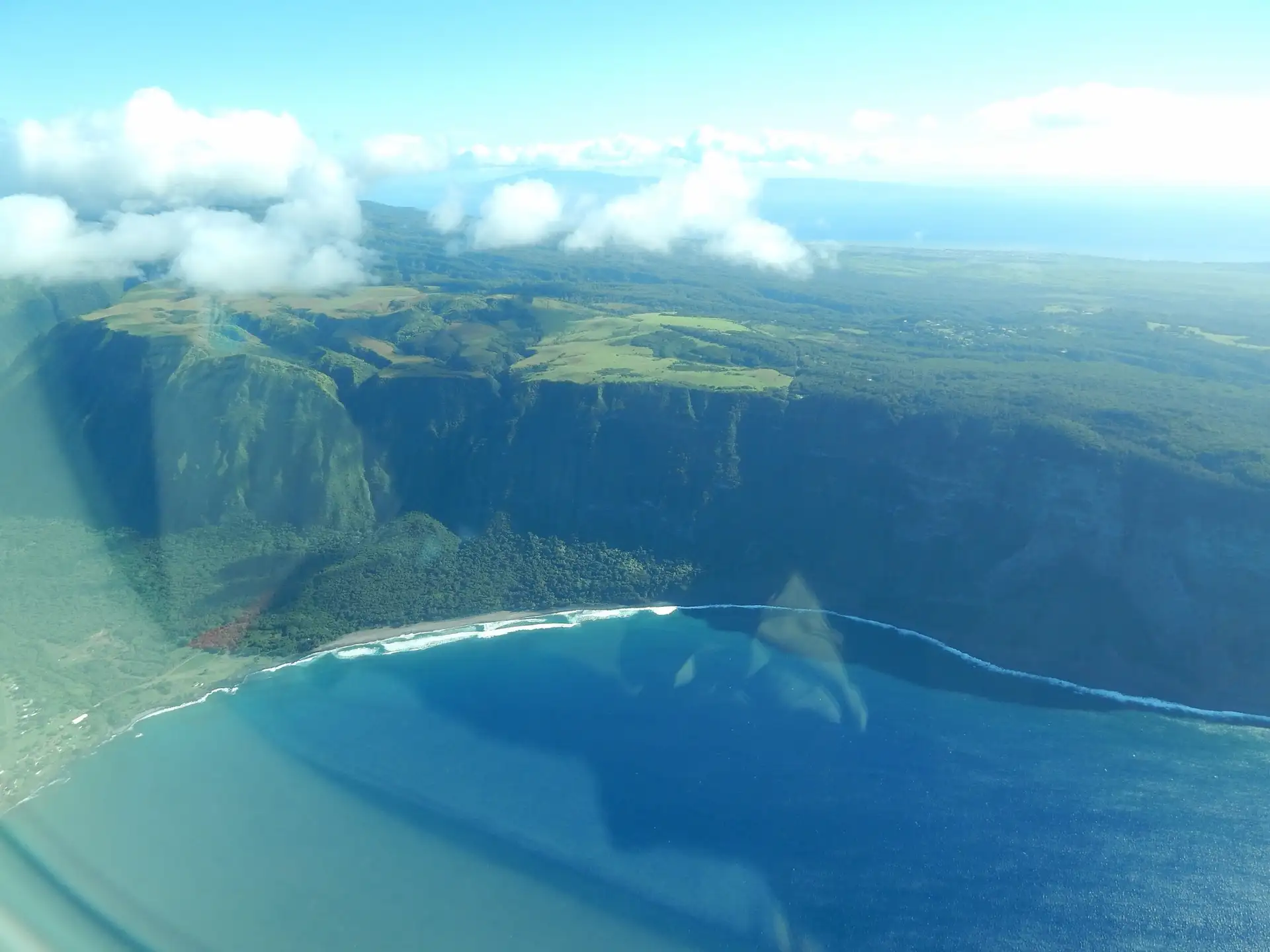 Aerial view of Kalaupapa and cliffs at north coast, Molokai, Hawaii. October 25, 2014
#141025-2549
Image Use Policy