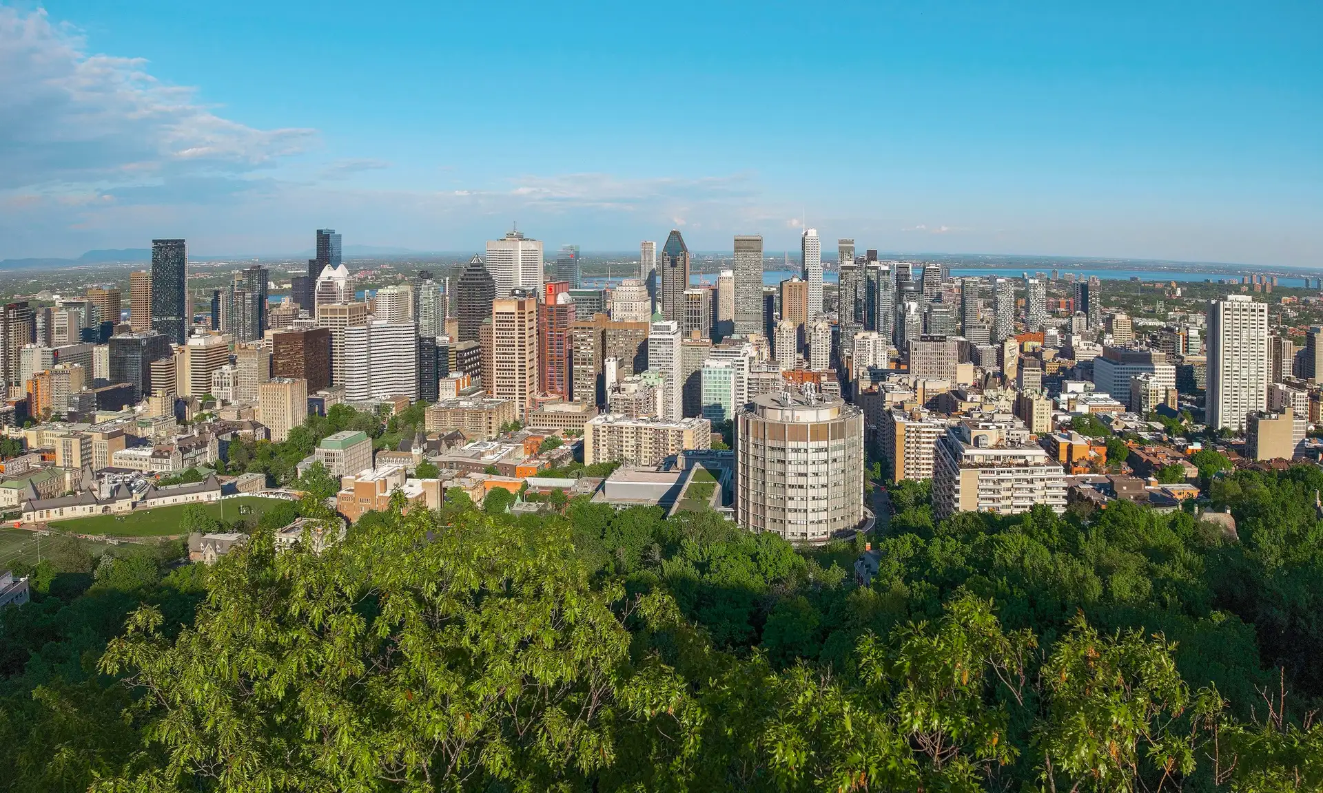 The skyline of downtown Montreal, Quebec (pop. 1,762,000). It's the 2nd-largest city in Canada, and 8th-largest in North America.