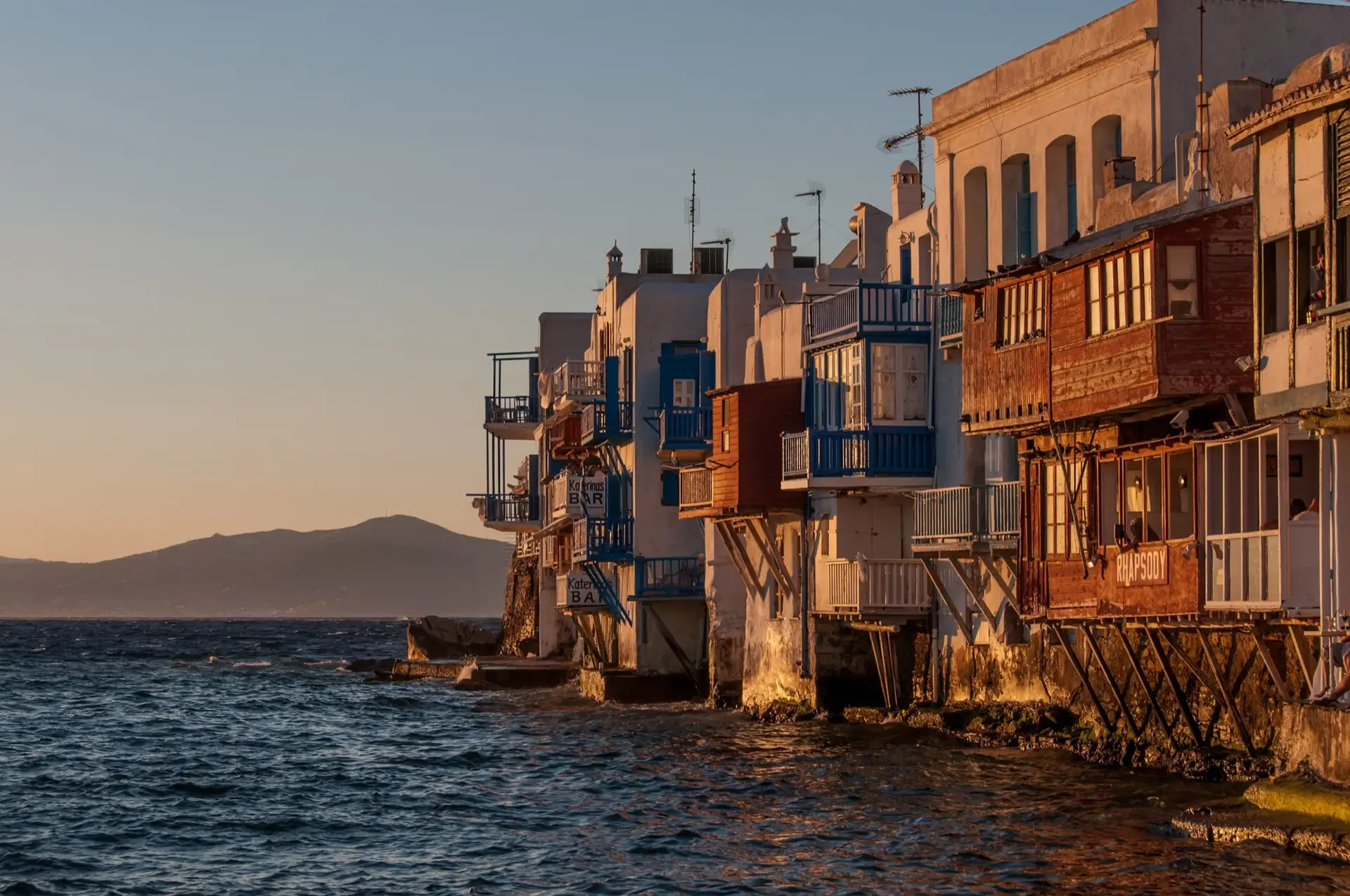 Sunset of Mykonos, Greece.