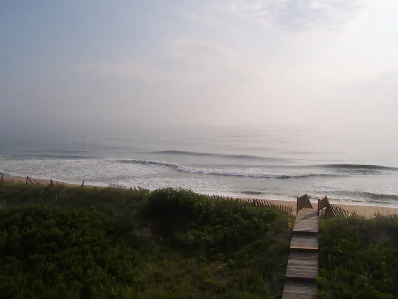 View of Atlantic Ocean in early morning in summer, Outer Banks, NC