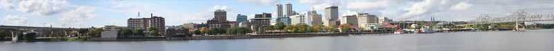 The skyline of Peoria, Illinois, as viewed from across the Illinois River in East Peoria.