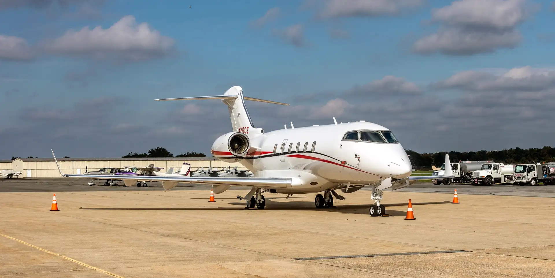 Bombardier Challenger 350 super-midsize jet on the runway